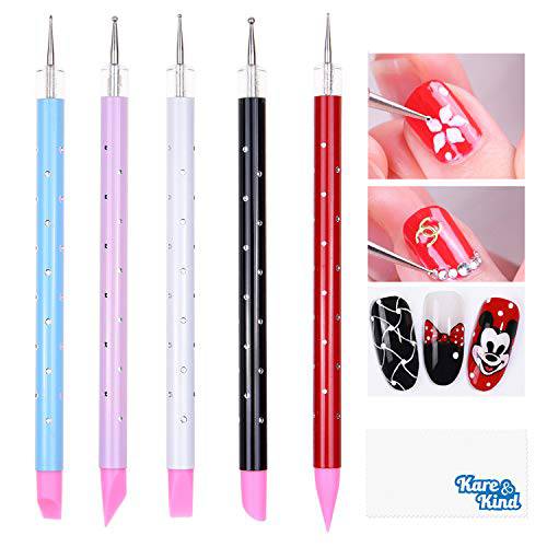 Nail Art Dotting Tools Silicone Dual Head UV Gel Pen Tools - Double Ended Nail Art Sculpting and Dotting Pen