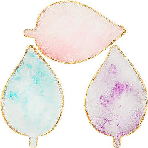 3 Pieces Nail Design Palettes Nail Mixing Palette Polish Color Mixing Plate Golden Edge Resin Nail Holder Nail Design Display Cosmetic Mixing Tools (Leaf Shape)