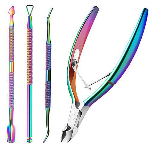 Cuticle Nipper Kit, HerMia Professional Cuticle Trimmer with Pusher and Manicure Clipper, Stainless Steel Cuticle Cutter for Fingernails and Toenails