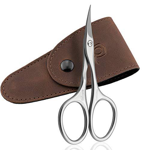 marQus Solingen INOX Cuticle Scissors extra fine curved Scissors extra sharp in handy case, Precision Scissors, Nail Scissors Germany Pedicure Beauty Grooming Kit for Nail, Eyebrow, Eyelash, Dry Skin