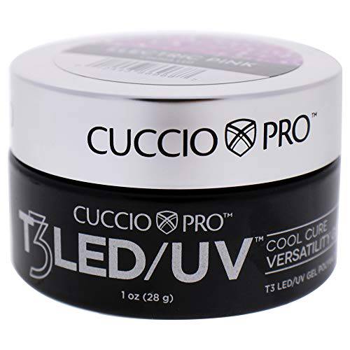 Cuccio Pro T3 LED/UV Cool Cure Versatility Gel - Self-Levelling - Incredibly Flexible - Strong Adhesion - High Shine Finish - Fast Application - Quick Cure - Electric Pink - 1 Oz Nail Gel