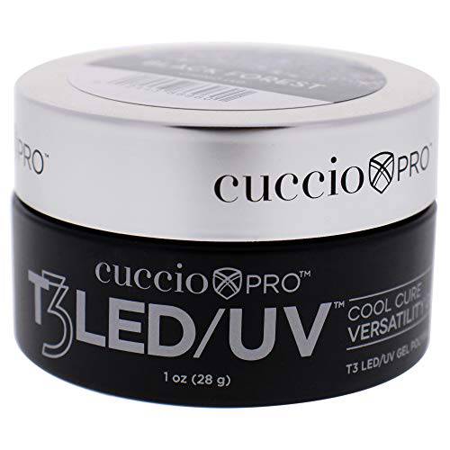 Cuccio Pro T3 LED/UV Cool Cure Versatility Gel - Self-Levelling - Incredibly Flexible - Strong Adhesion - High Shine Finish - Fast Application - Quick Cure - Black Forrest - 1 Oz Nail Gel