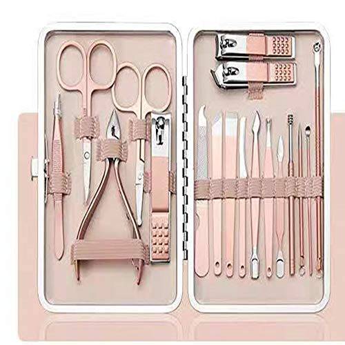 Professional Grooming Kit, Manicure Set, Pedicure Kit, Nail Clippers,Nail Tools 18 In 1 with Luxurious Travel Case For Men and Women Upgraded Version
