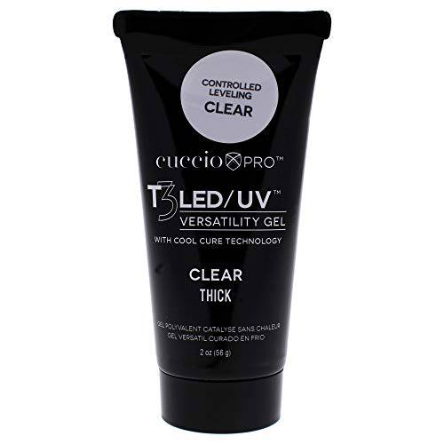 Cuccio Pro T3 Cool Cure Versatility Gel - Controlled Levelling - LED And UV - Incredibly Flexible - Strong Adhesion - Thick Viscosity - Fast Application - Quick-Dry - Tube - Clear - 2 Oz Nail Gel