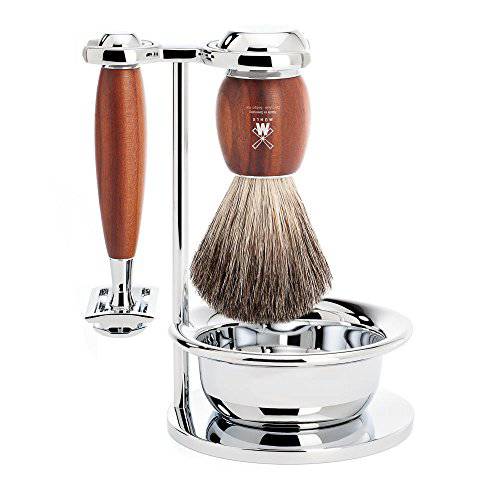 MÜHLE VIVO 4-piece Pure Badger Modern Safety Razor Luxury Wet Shaving Set - Perfect for Every Day Use, Barbershop Quality Close Smooth Shave
