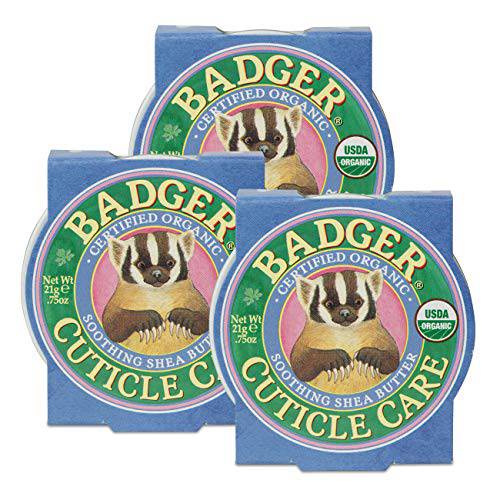 Badger - Cuticle Care, Soothing Shea Butter Cuticle Balm, Certified Organic, Nourish and Protect Cuticles and Nails, Fingernail Care, Protect Dry Splitting Cuticles, 0.75 oz (3 Pack)