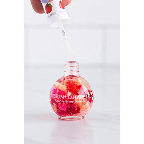 Blossom Scented Cuticle Oil (0.42 oz) infused with REAL flowers - made in USA (Strawberry)