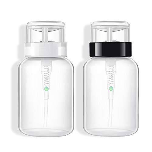 GBSTORE 2Pcs 200ml Push Down Empty Lockable Pump Dispenser Bottle For Nail Polish,Makeup Remover,Liquid, Nail Art Gel Cleaner Container Tool