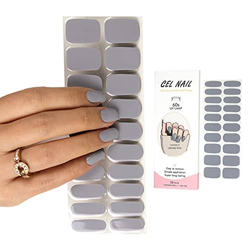 20PCS Gel Nails Stickers,Semi Cured Gel Nail Strips UV/LED Lamp Required,HOINCO Full Cover Sticker Nail Strips Waterproof Nail Wrap Stickers(Blue Rose)