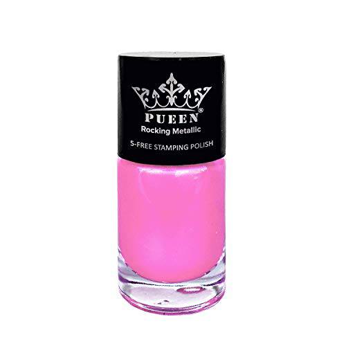 PUEEN Rocking Metallic Nail Polish For Nail Stamping Big 5-FREE Formula Nail Color Lacquer (606 Pink ladies)-BH000579