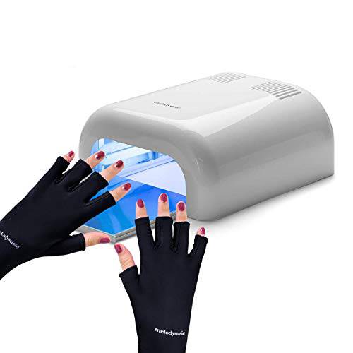 MelodySusie 36W UV Nail Lamp Dryer + UV Shield Glove Set, Professional UV Gel Nail Polish Curing Light with 3 Timer Setting, Sliding Tray for Manicure Pedicure Gel Polish,Acrylic,UV Resin,Polygel