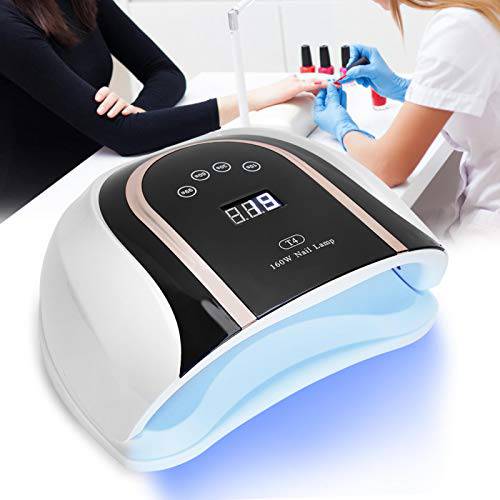 Nail Gel Curing Light with 54pcs Led Nail Light for Gels Polishes, 160w Nail Light Curing Nail Lamp with Four Timing Working Mode, Nail Dryer with Automatic Sensor(USplug)