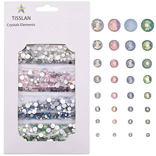 1920pcs Mix Size 4 Color Round Flatback Opal Nail Crystals Loose Rhinestones DIY Crafts Accessories Supply