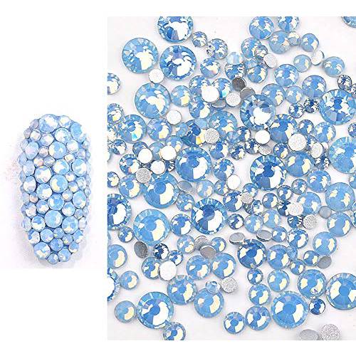 Sparkly Opal Rhinestones for Nails 3D Nail Art Rhinestones - DIY Nail Jewels Crafts - Crystal Diamond Rhinestones and Charms Nail Decoration Flatback Gems Stones, Opal Blue