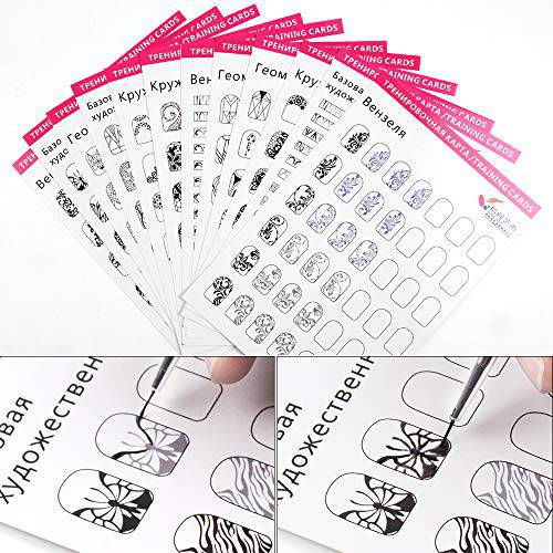 Acrylic Nail Art Practice With 3pc Nail Liner Pen 180pcs Nail Wipes Lines Drawing Painting Template Learning Book Easy To Clean Can Be Reused Manicure Tools For Beginner