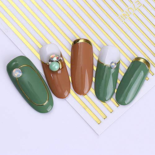 5 Color Gold Silver Metal Stripe Lines 3D Nail Sticker Multi-Size Adhesive Striping Tape DIY Foil Tips Manicure Nail Art Decals