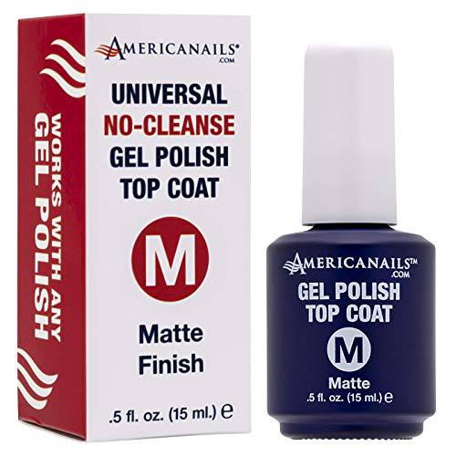 Americanails Gel Polish Top Coat - Original Dual Cure Formula for Maximum Adhesion, Long Lasting, Soak Off UV LED Fast Drying Gel Nail Lacquer - Matte Finish, (0.5 oz)