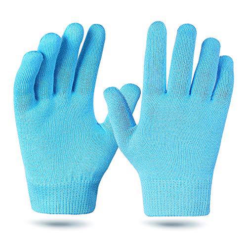 Moisturizing Gloves, Soft Gel Spa Glovers for Repairing and Softening Dry Cracked Hand Skins (Blue)