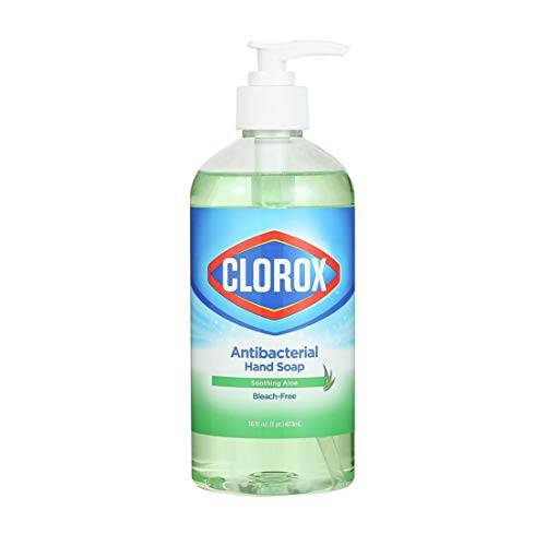 Clorox Liquid Hand Soap Pump - 16 oz Soothing Aloe Antibacterial Hand Soap - Liquid Hand Soap Eliminates Dirt, Soft on Hands Tough on Dirt - Hand Soap, Bathroom Hand Soap, Kitchen Soap, Pack of 1