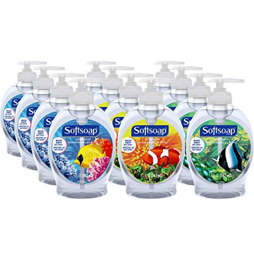 Softsoap Liquid Hand Soap Pump, Bulk Hand Washing Soap, Aquarium Series - 5.5 Fluid Ounce (12 Pack)