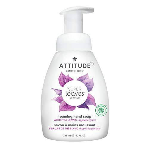 ATTITUDE Foaming Hand Soap, Plant and Mineral-Based Ingredients, Vegan and Cruelty-free Personal Care Products, White Tea Leaves, 10 Fl Oz