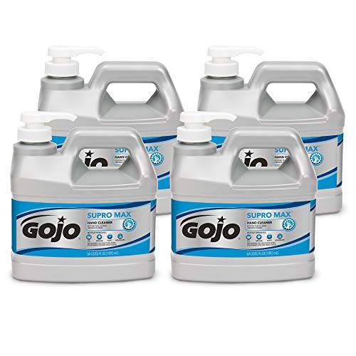 GOJO SUPRO MAX Hand Cleaner, 1/2 Gallon Heavy Duty Hand Cleaner Pump Bottle (Pack of 4) – 0972-04