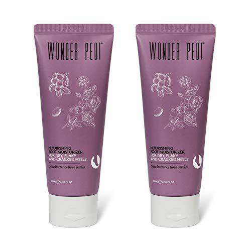 WONDER PEDI Nourishing Foot Cream with Shea Butter, Urea and Rose Petals – Heel Cream Moisturizer for Cracked, Flaky Skin – for All Skin Types – 100ml (2 PACK)