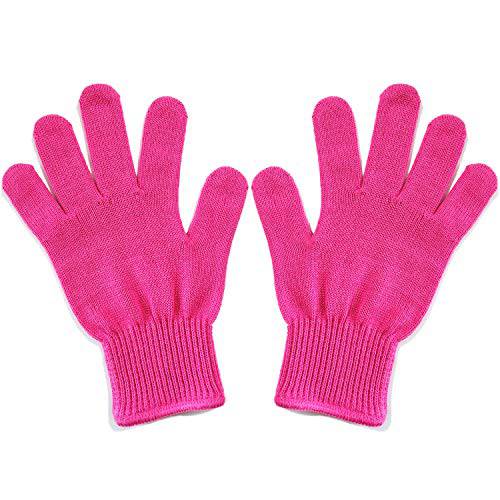 2 Lessmon Professional Heat Resistant Gloves for Hair Styling Heat Blocking for Curling, Flat Iron and Curling Wand Suitable for Left and Right Hands, Pink