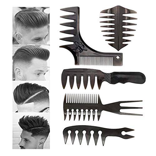 Men Hair Comb, 5 Pcs Professional Barber Accessories Retro Styling Comb Set Great for All Hair Types