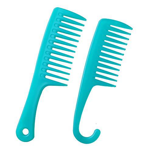 2 PCS Ancgreen Wide Tooth Comb, Detangling Comb brush, Shower Comb with Hook, For Women Curly/Wet/Dry/Long/Thick Hair. (Green)