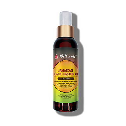 Well’s Jamaican Black Castor Oil Spray (Tea Tree) 4oz Increase Hair Growth Thicken Hair Prevent Hair Damage