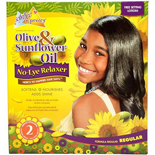 Sofn’free Olive & Sunflower Oil No-Lye Relaxer Regular Kit Gift Set (Regular Formula)