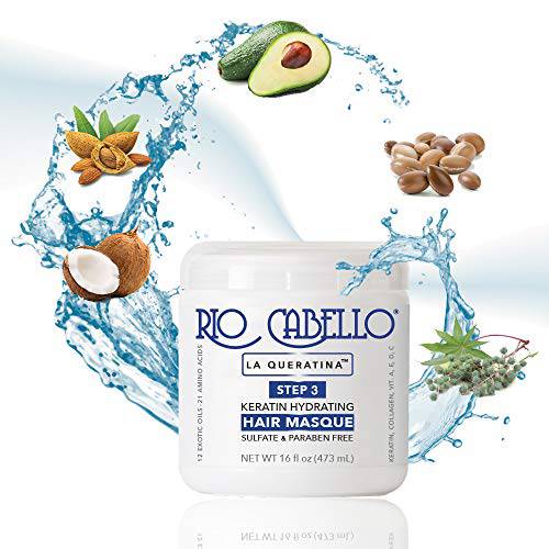 Rio Cabello Keratin Hydrating Hair Mask with 12 Exotic Oils and Natural Ingredients for Dry or Damaged Hair, 4.5 oz