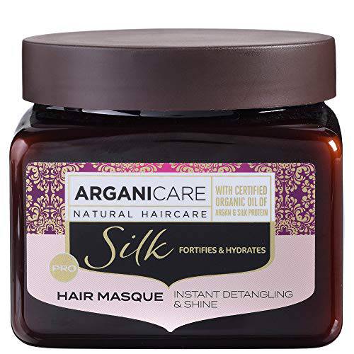 Arganicare Silk Protein Hydrating & Conditioning Hair Mask Treatment with Organic Moroccan Argan Oil for Dry and Damaged Hair Repair 17 fl. Oz.