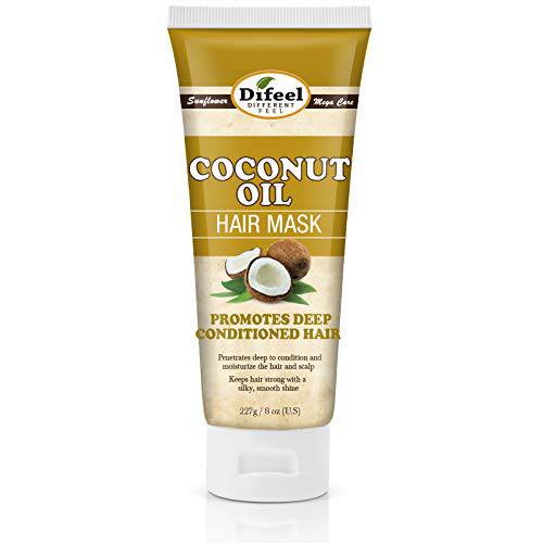 Difeel Coconut Oil Hair Mask 8 oz. - Hair Conditioning Treatment for Color Treated Hair, Natural Hair Damage Repair