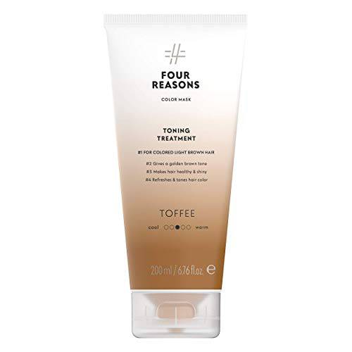 Four Reasons Color Mask - Toffee - (19 Colors) Toning Treatment, Color Depositing Conditioner, Tone & Enhance Color-Treated Hair - Semi Permanent Hair Dye, Vegan and Cruelty-Free, 6.76 fl oz