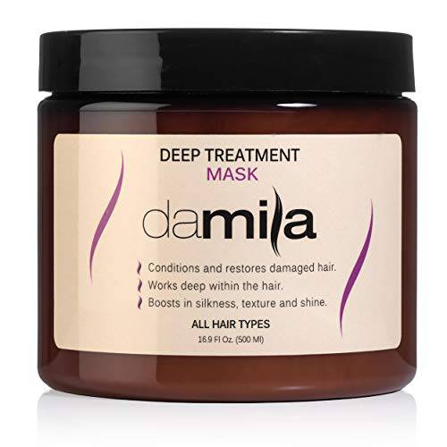damila Keratin Hair Mask For Dry Damaged Hair - Deep Conditioning Hair Mask For Curly, Frizzy Hair - Removes Frizz, Repairs Split Ends, Restores Silkiness and Shine - 16.9 Fl. Oz