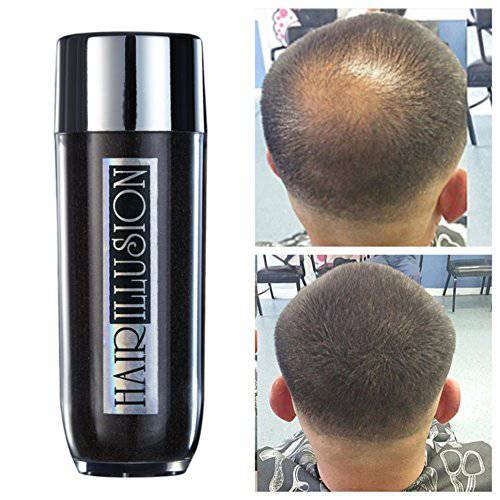 Hair Illusion Dark Brown Real Hair Fibers for Thinning Hair - 100% Natural Texture, Non Synthetic Hair Fibers - Bald Spot Cover Up for Women & Men - 38 Gram