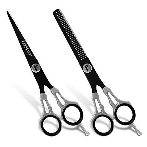 Facón Professional Razor Edge Barber Hair Cutting/Thinning Scissors Set - Japanese Stainless Steel - 6.5 Length - Fine Adjustment Tension Screw - Salon Quality Premium Shears (The Alpha)