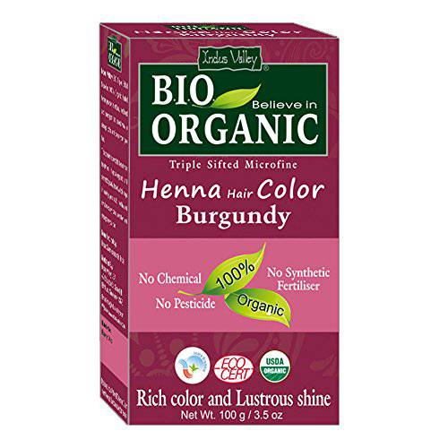 Indus Valley Bio Organic Natural henna hair color for gray hair coverage and hair dye Burgundy100gm