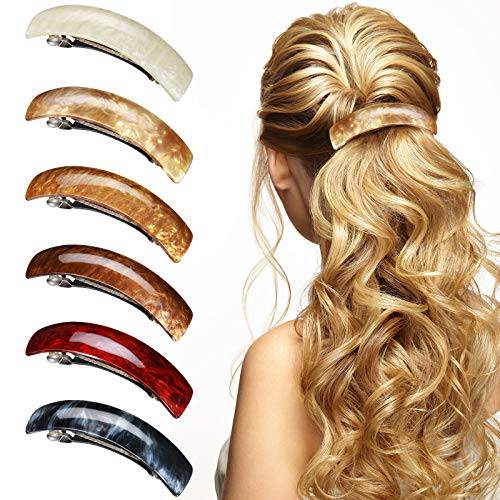 6 Pieces Barrettes for Women Hair Clips Hair Accessories Large French Hair Pin Retro Hair Clasp, 6 Colors (Classic Pattern)