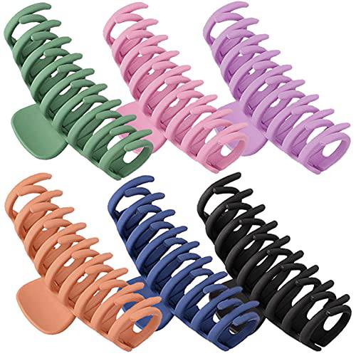 Claw Clips for Thick Hair Large Hair Clips for Women 4.33” Nonslip Big Matte Hair Claw for Thin Thick Curly Hair (Green, Pink, Black, Khaki, Blue, Purple)