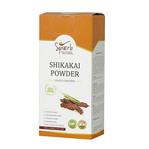 Spierb Shikakai Powder 250gm for Hair Care - Natural Non-GMO Cleanser and Conditioner Acacia Concinna 100% Pure Nautural Ayurvedic Hair Conditioner Ingredient Extracted from Pods