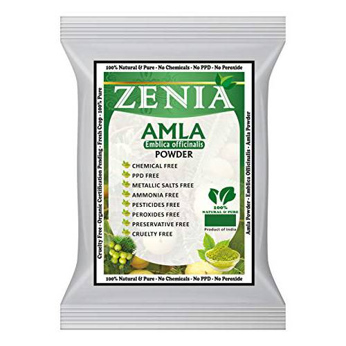 Zenia 100% Pure Amla Powder (Amalaki Indian Gooseberry) Powder | 100 grams (3.5oz) | 100% Raw Amla Powder Edible Grade | For Hair Care, Skin Care, Vitamin C, Perfect for Cooking, Smoothies, Latte & Tea