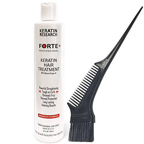 Keratin Forte Keratin Brazilian Keratin Hair Blowout Treatment Extra Strength 10oz with Moroccan Argan oil Enhanced Formula for Curly Hair By Keratin Research Queratina Keratina Brasilera