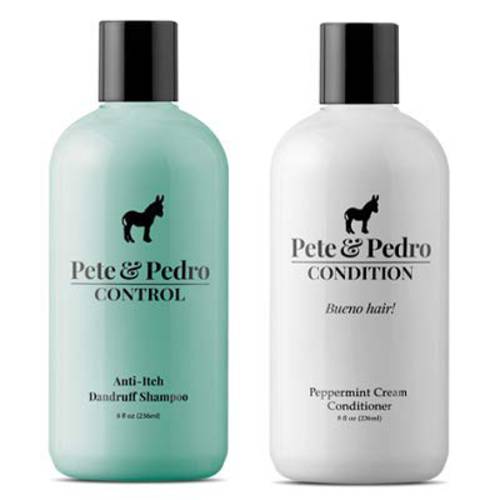 Pete & Pedro CONTROL & CONDITION SET - Extra-Strength Dandruff & Anti-Itch Shampoo Treatment & Peppermint Conditioner For Flakes, Dry Hair & Itchy Scalp, Men & Women | As Seen on Shark Tank, 8 oz. Each
