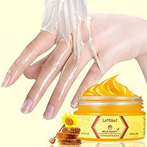 Lamilee Hand Mask Milk Honey Peel Off Hand Wax Moisturizing Hydrating Nourishing Exfoliating Hand Film Hands Care paraffin110g