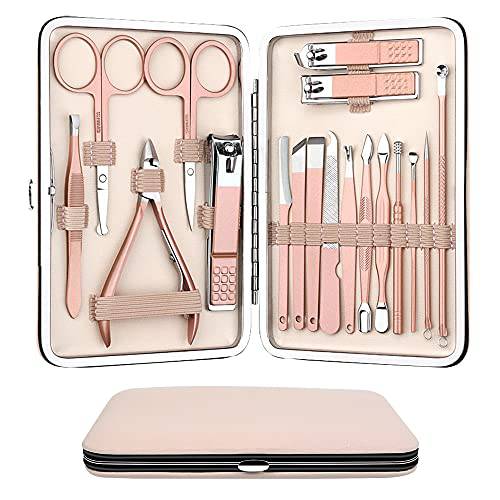 Manicure Set Pedicure Kit Nail Clippers - Professional Grooming Kit High Precision Stainless Steel Nail Cutter Nail File Sharp Nail Scissors and Clipper Fingernails with Portable stylish case (Black)