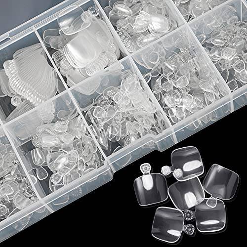AORAEM False Toenails 1000PCS Clear and Natural Toe Nails for Acrylic Tips Full Cover Press on Toenails for Nail Art Design 10 Sizes with Box (Clear+Natural)
