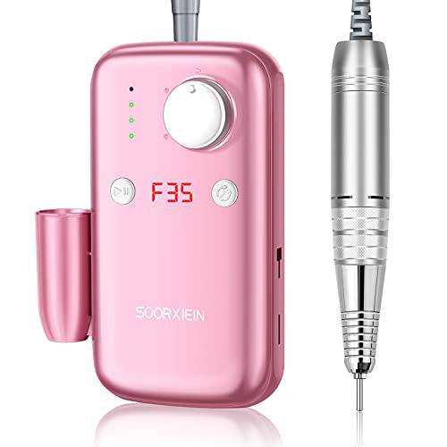 Cordless Electric Nail Drill Machine, 35000RPM Professional Nail Drills for Acrylic Nails USB Rechargeable Portable Efile for Manicure Pedicure Polishing Gel Nails for Home Salon Use